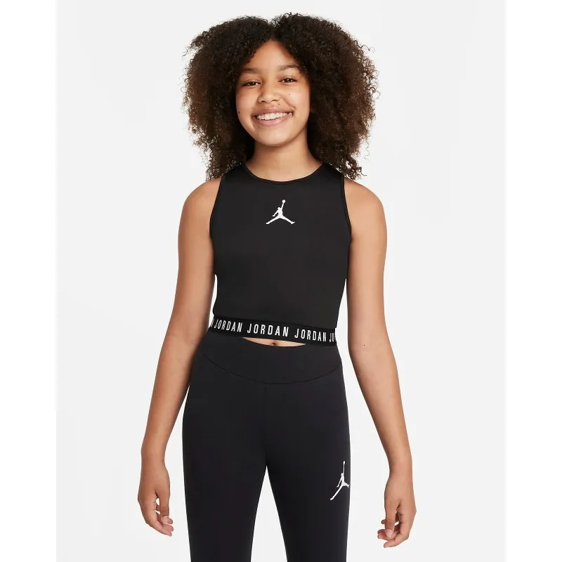 Canotta crop Jordan Essential Nero Bambina