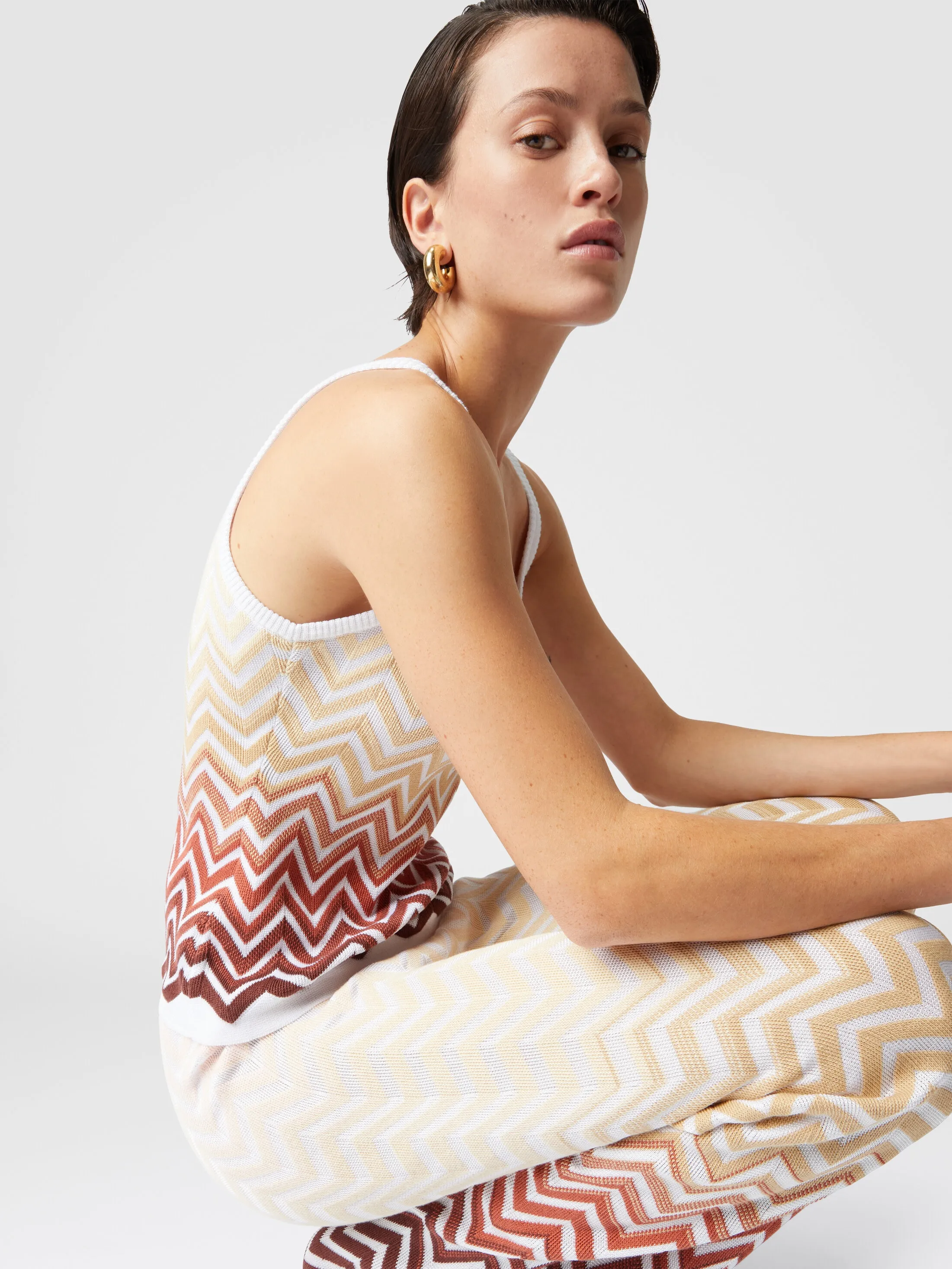 Canottiera in cotone e viscosa chevron dégradé