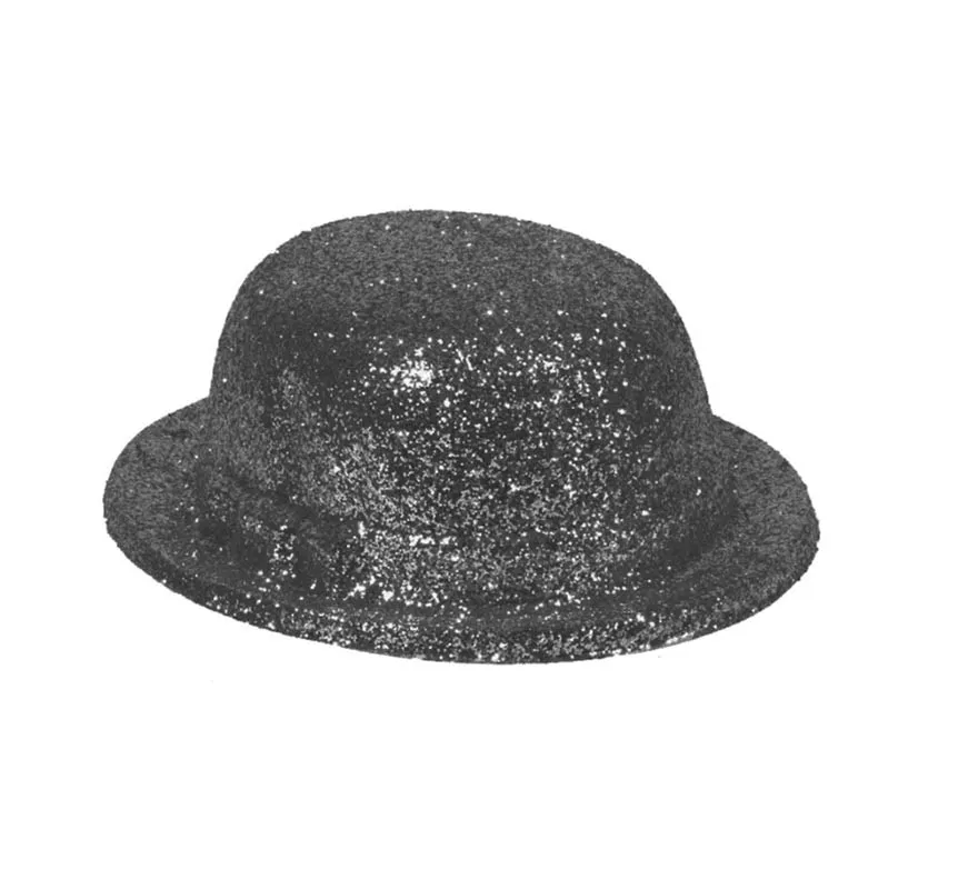 Cappello a bombetta nero con glitter