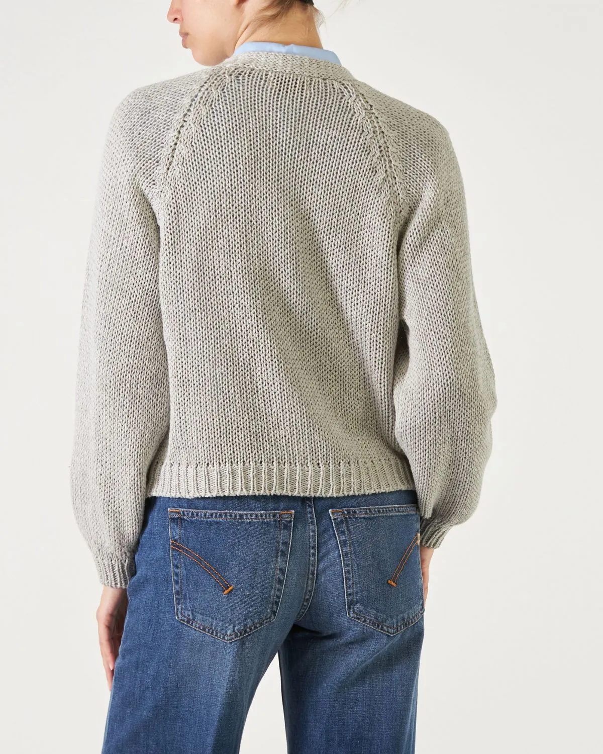 Cardigan crop di colore grigio perla