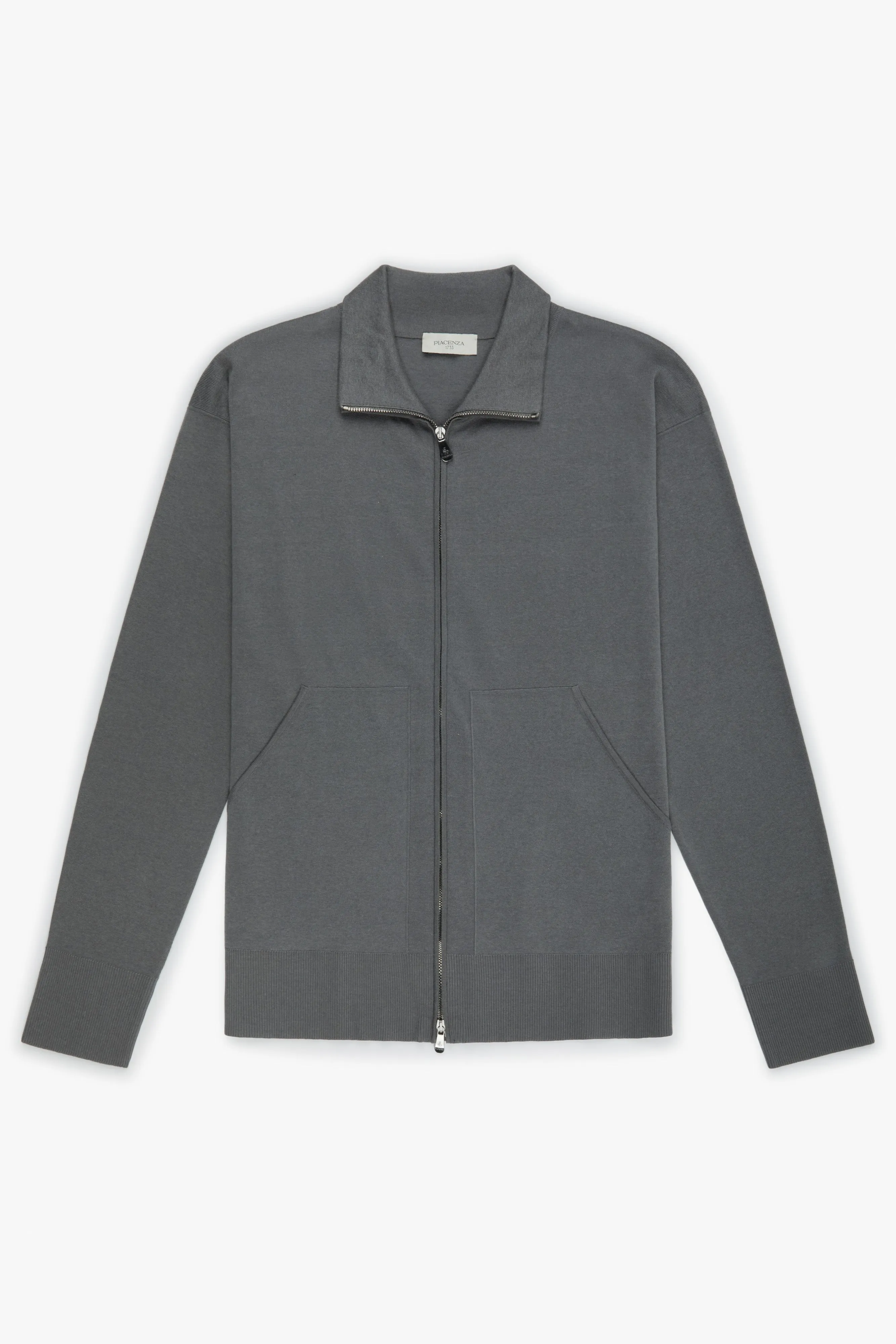 Cardigan full zip grigio scuro