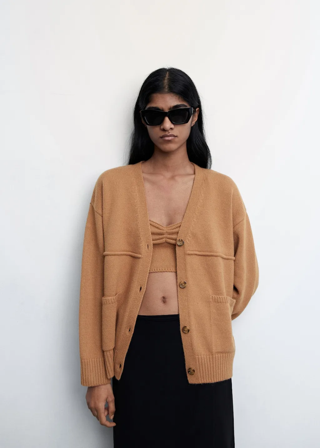 Cardigan maglia tasche