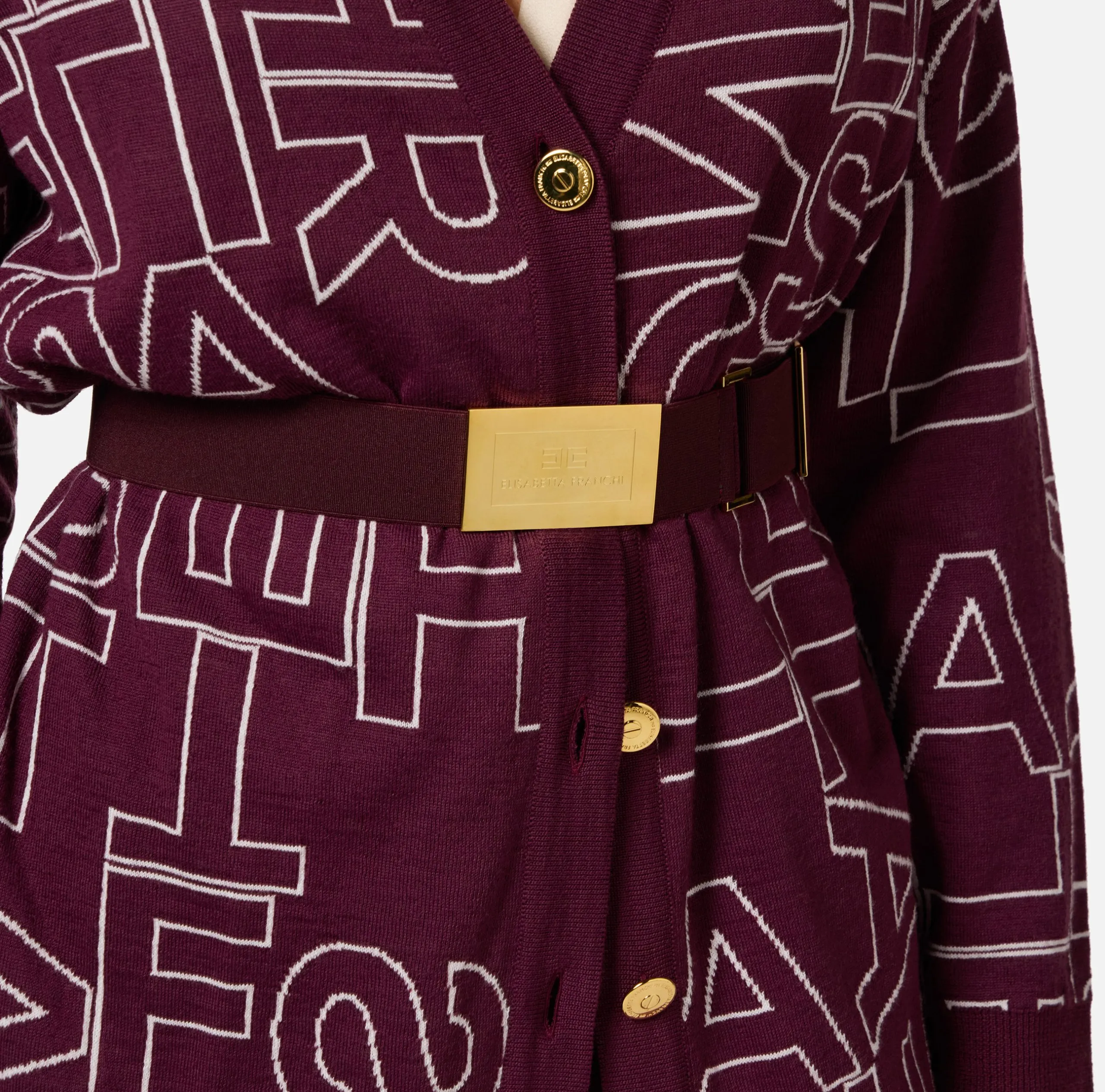Cardigan Misto Lana Lettering Rouge Noir/Burro Elisabetta Franchi