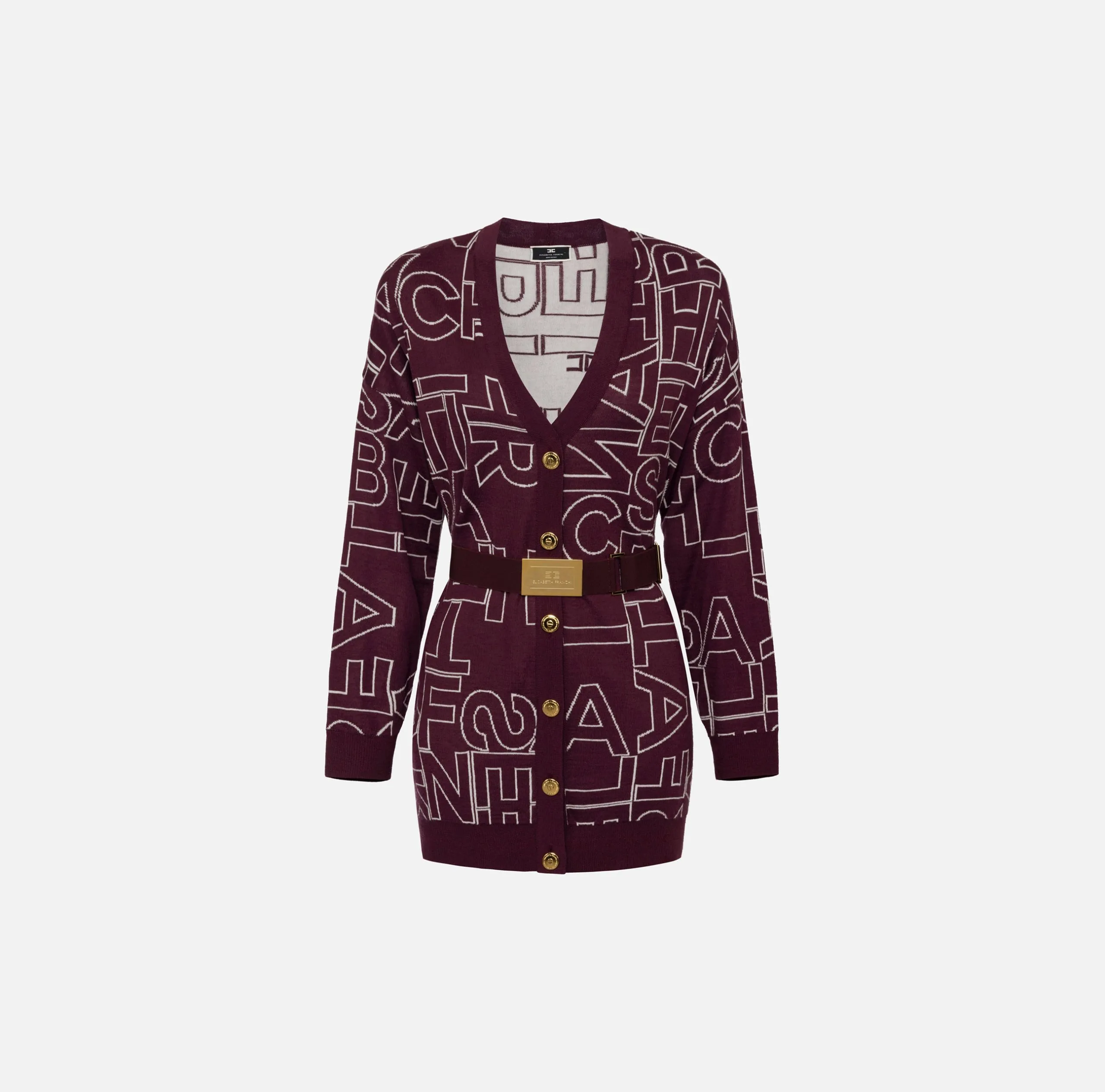 Cardigan Misto Lana Lettering Rouge Noir/Burro Elisabetta Franchi