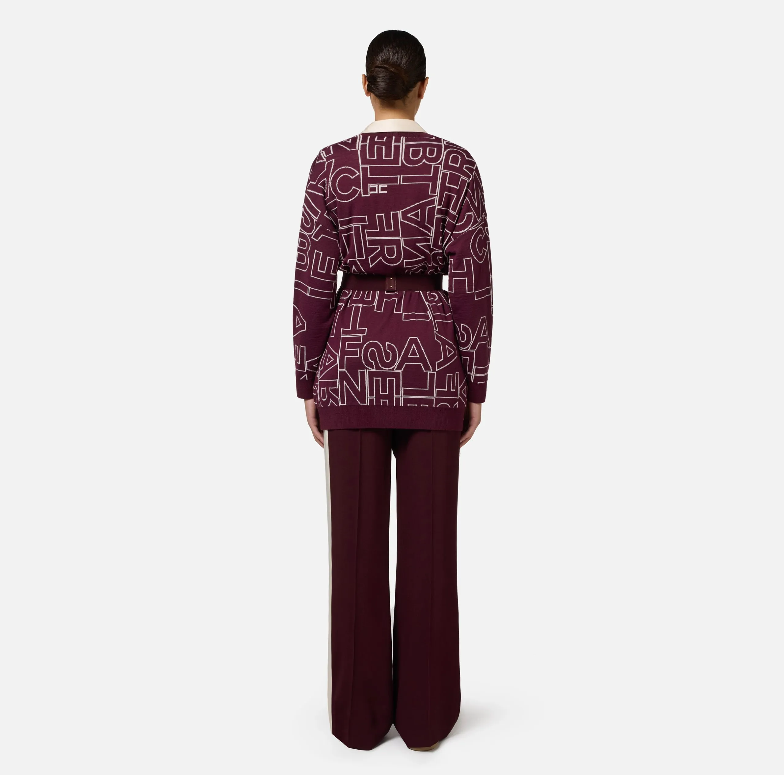 Cardigan Misto Lana Lettering Rouge Noir/Burro Elisabetta Franchi