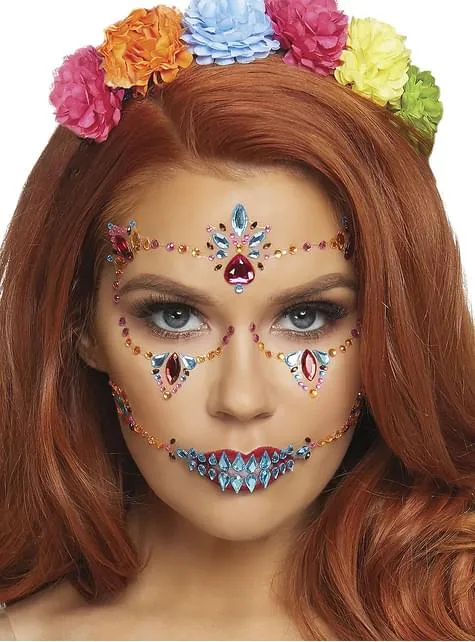 Catrina Halloween face jewels