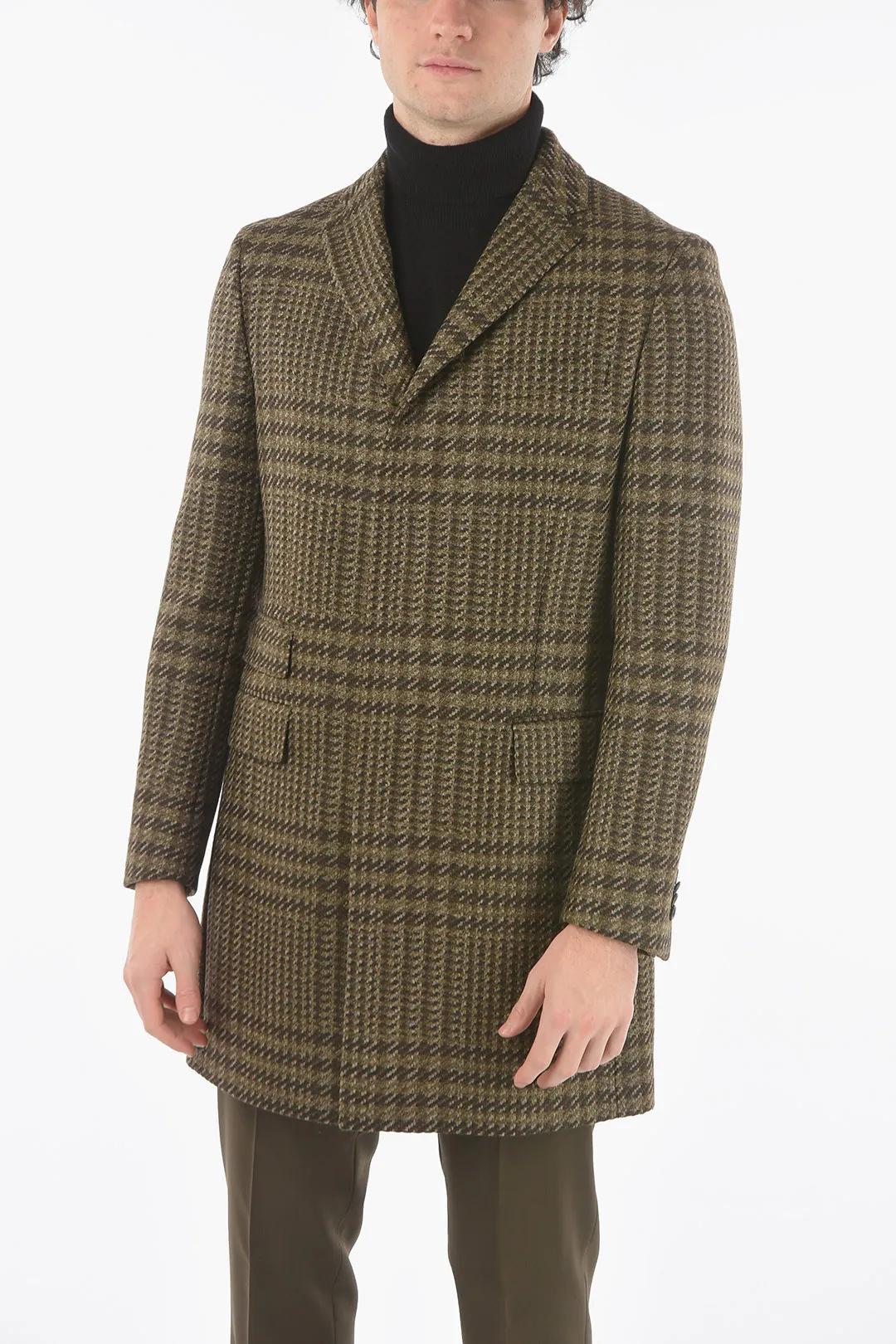 CC COLLECTION Cappotto in Lana e Cashmere Pied de Poule con 3 Tasche