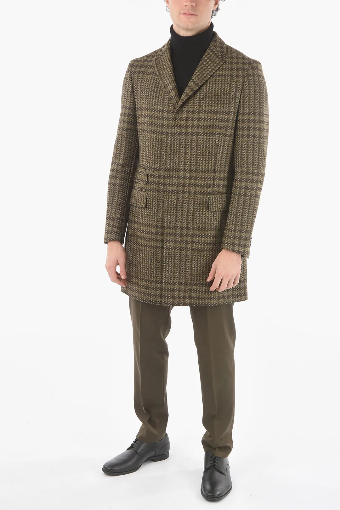 CC COLLECTION Cappotto in Lana e Cashmere Pied de Poule con 3 Tasche
