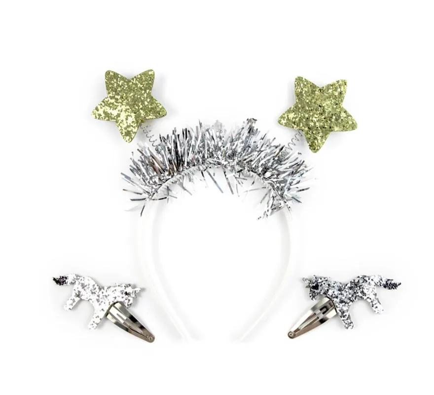 Cerchietto con stelle lucenti con ganci