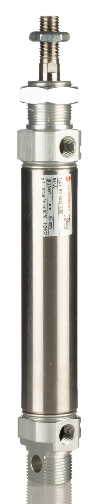 Cilindro pneumatico a profilo tondo Norgren RM/8026/M, Doppio effetto, foro da 26mm, corsa 80mm, G 1/8, 10 bar max