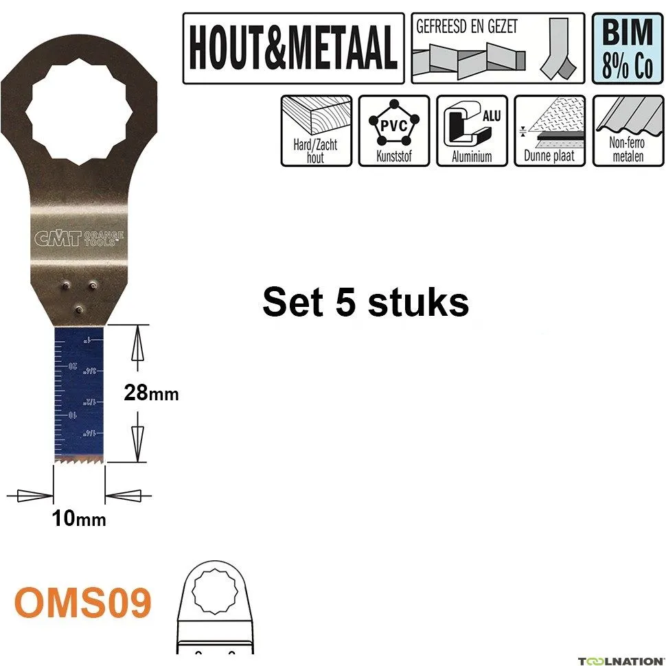 CMT OMS09-x5 Lama multitool per legno e metallo 10 mm 5 pezzi