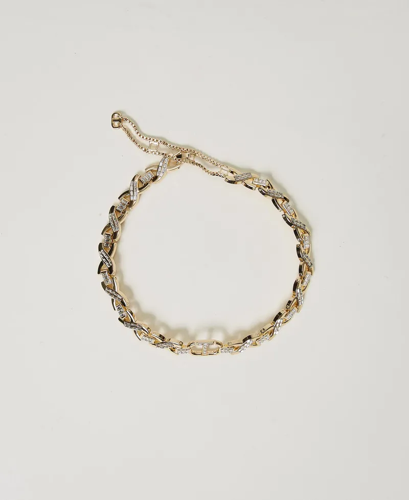 Collana girocollo con strass e Oval T
