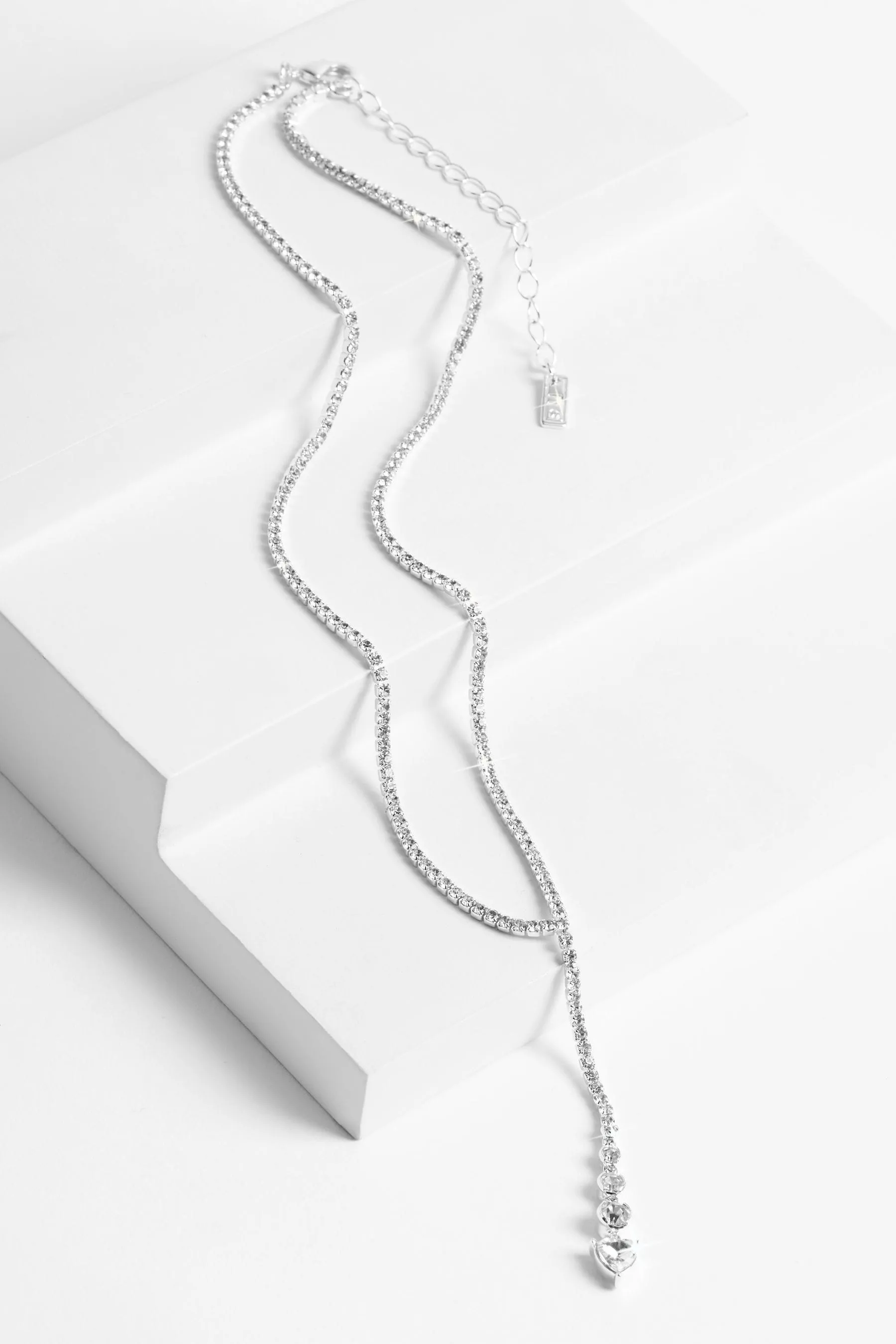Colore argento  - Collana a Y con strass
