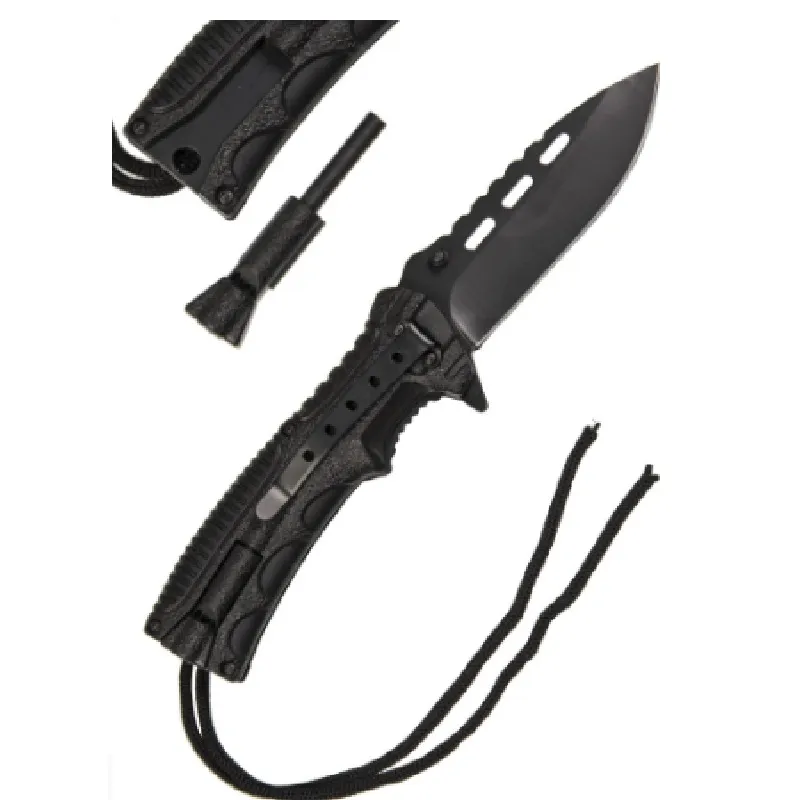 Coltello bushcraft paracord, acciarino e fischetto