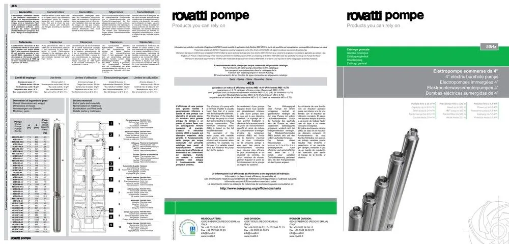 Corpo Pompa Sommerso per pozzi da 4" Serie ES Rovatti 4ES8/10