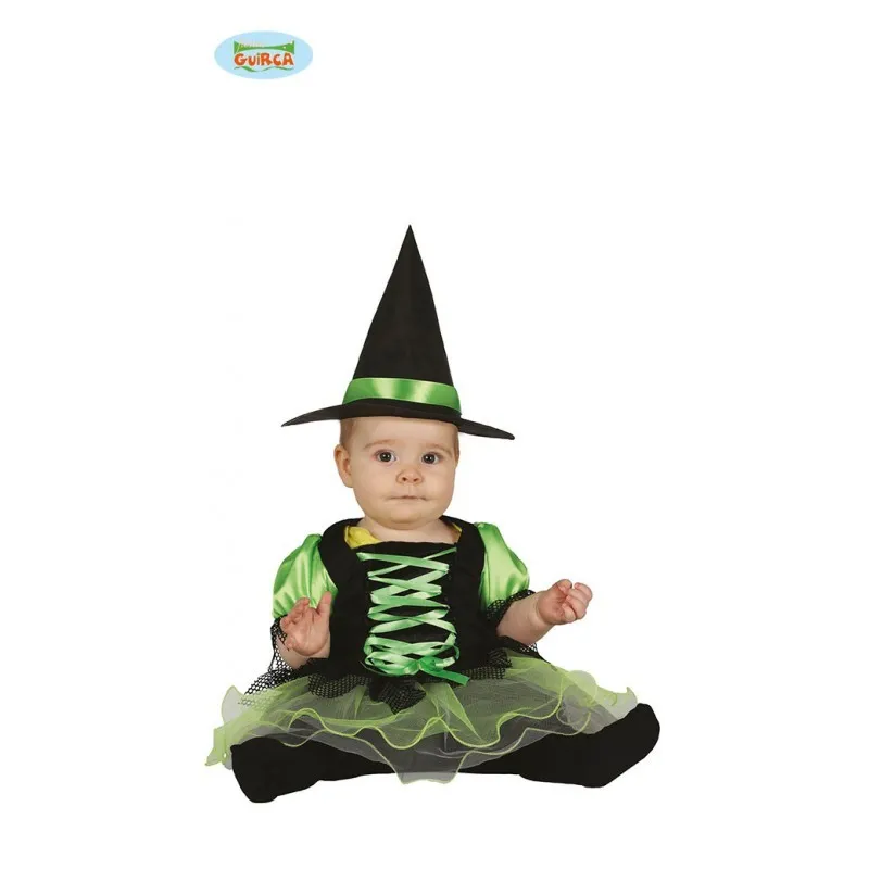 COSTUME STREGHETTA BABY 12/24 MESI VESTITO E CAPPELLO STREGA PER TRAVESTIMENTI DI CARNEVALE/HALLOWEEN SCENE A TEMA