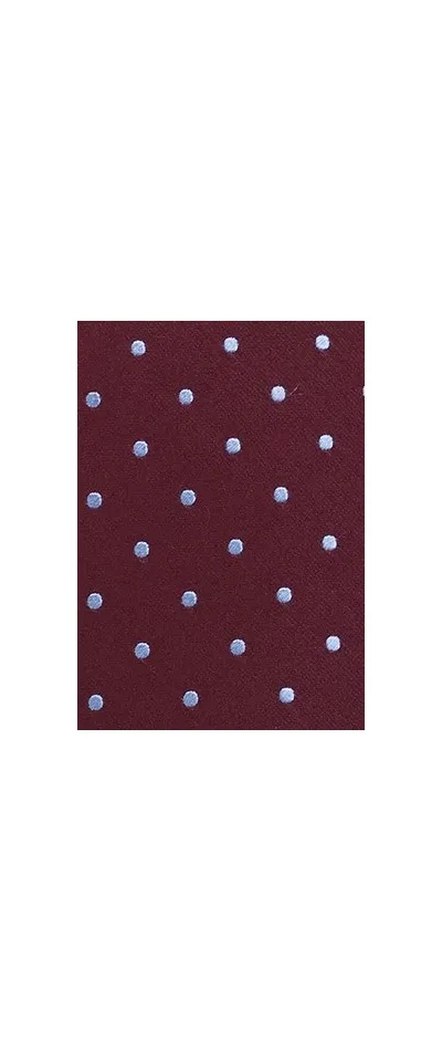 Cravatta XXL rosso vinaccia pois celesti