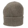 Cuffia a coste con risvolto in puro cashmere – Berretto colore legno