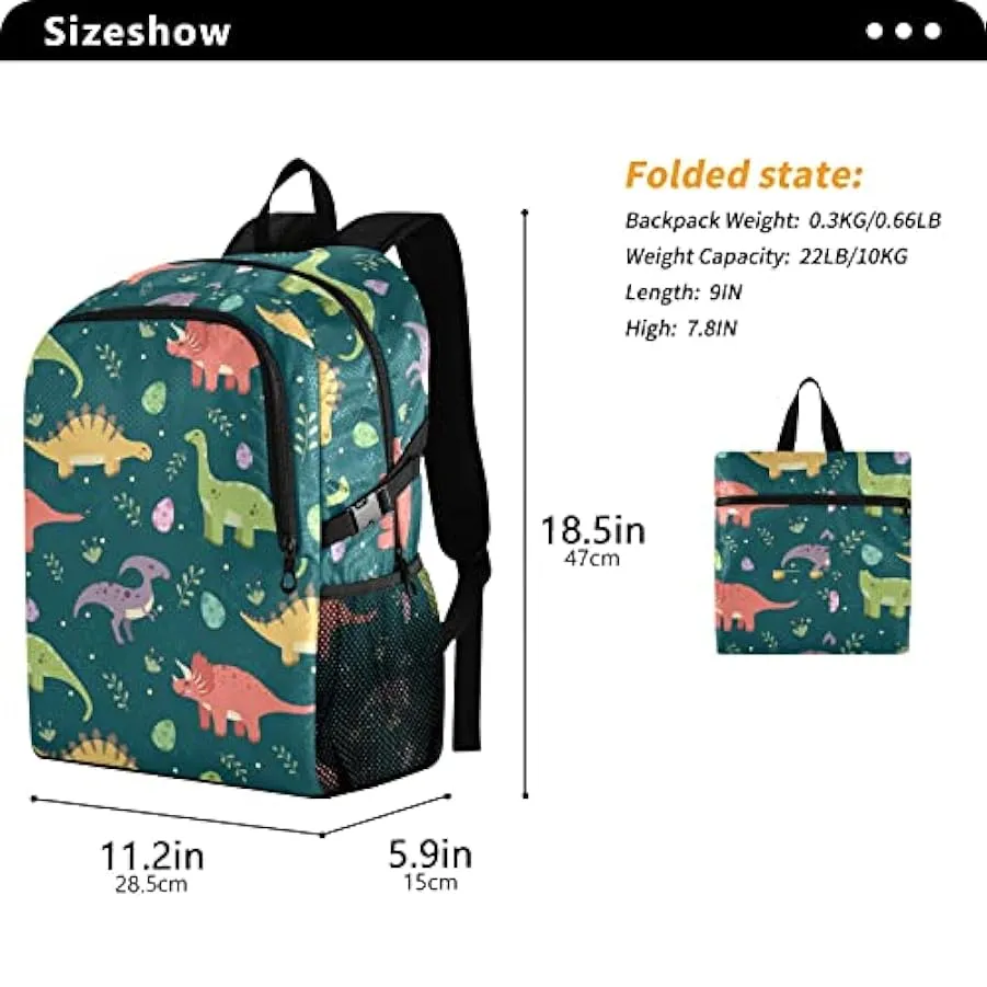 Dinosauro Leggero Packable Escursionismo Zaino 22L Borsa Da Viaggio Casual Daypack per Viaggi Escur, Multicolore 244792504