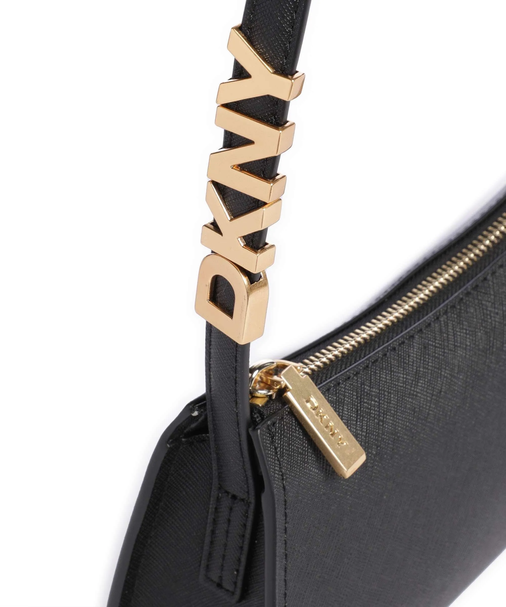 DKNY Avril Borsa a spalla pelle di vacchetta saffiano nero  