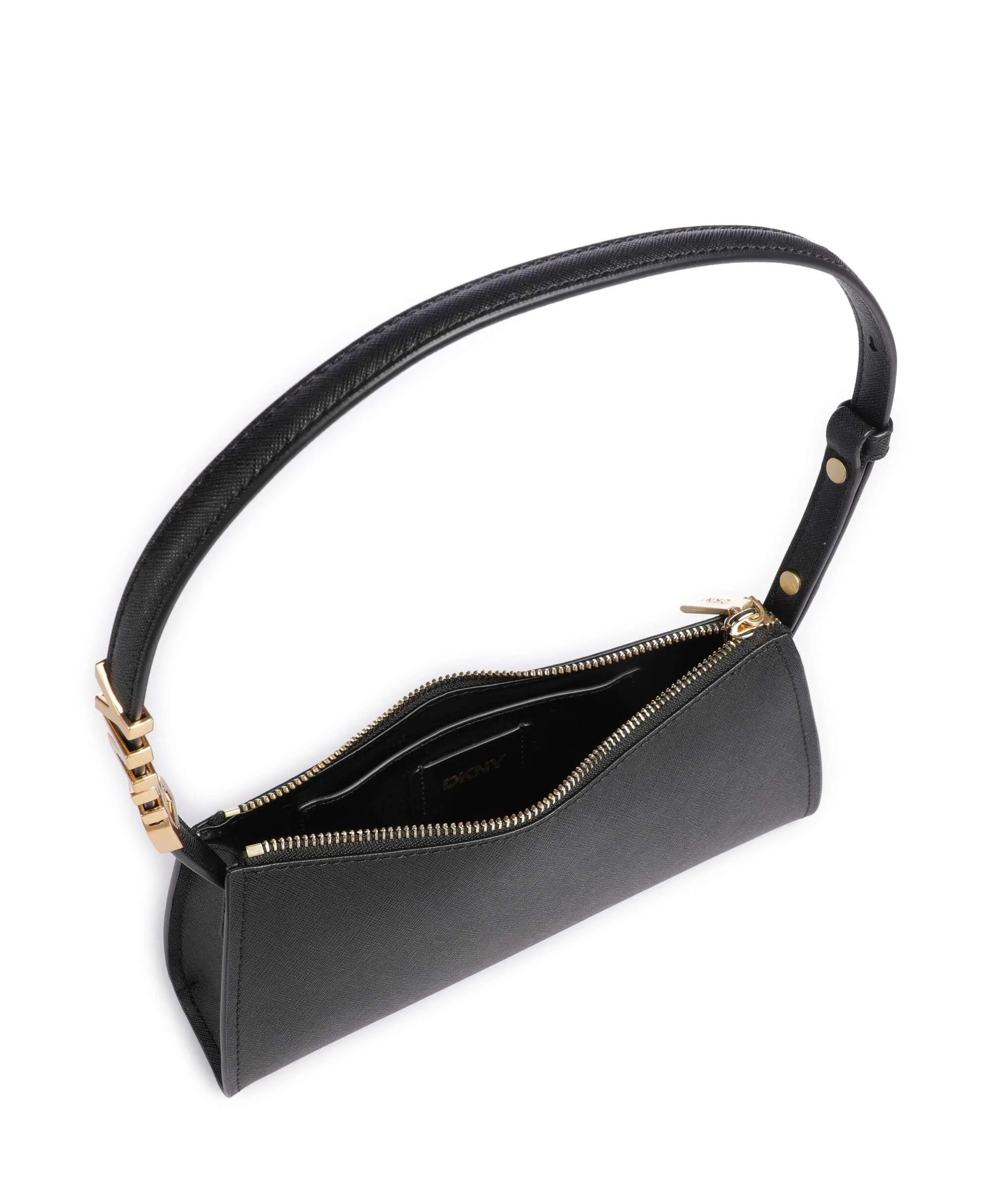 DKNY Avril Borsa a spalla pelle di vacchetta saffiano nero  