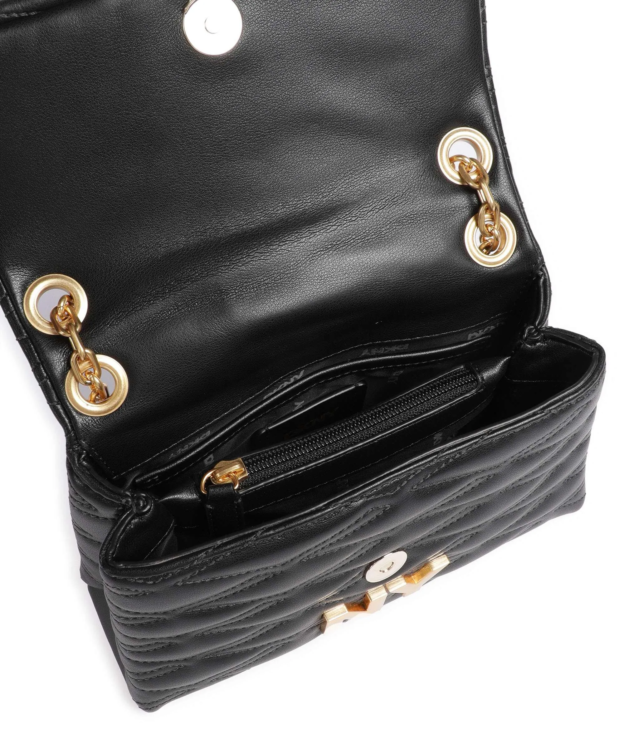  DKNY Minnia Borsa a spalla pelle di vacchetta finemente grana nero  