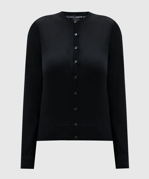 Dolce&Gabbana Cardigan nero in cashmere e seta FXV09TJFMEW