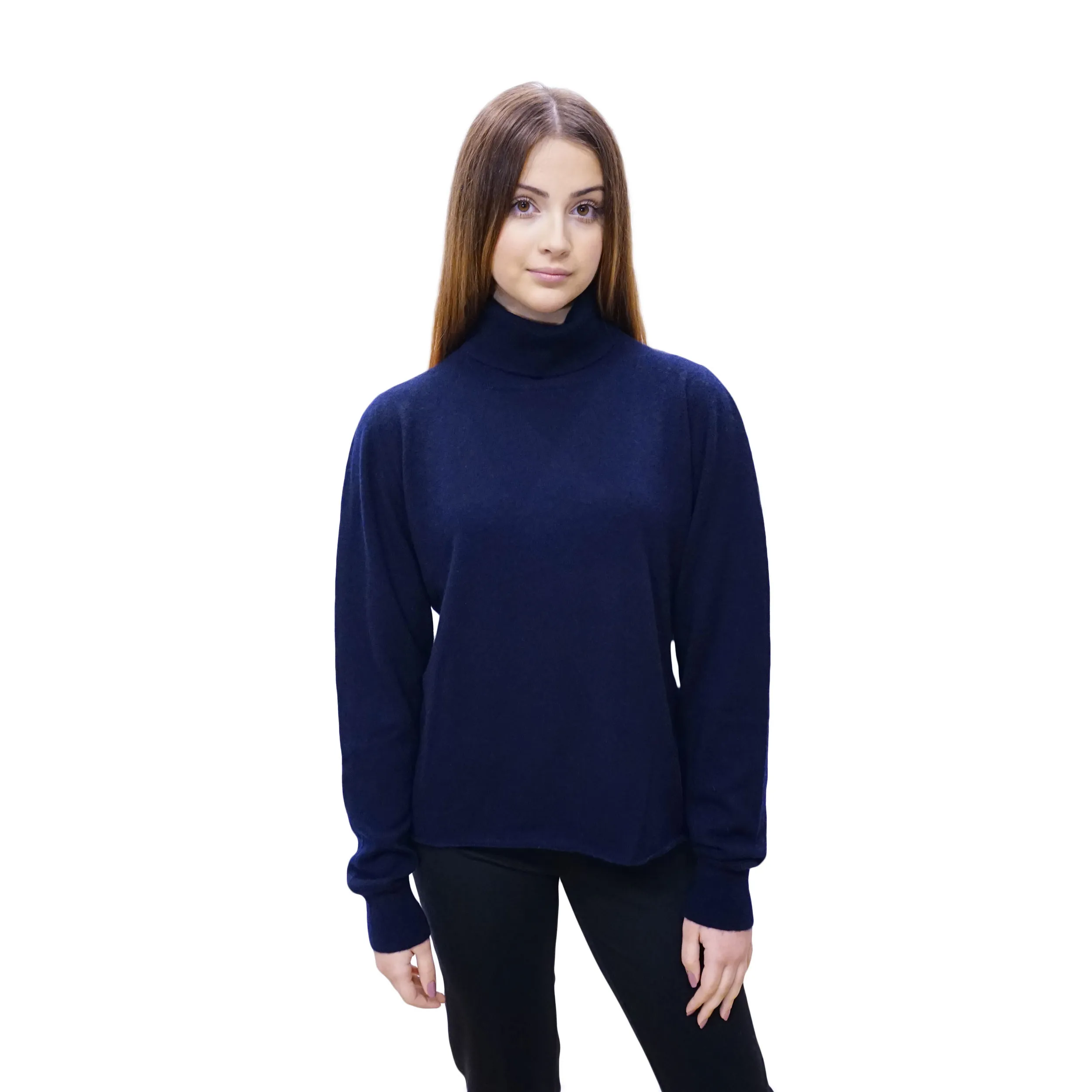 Dolcevita in Cashmere e Seta Blu Notte