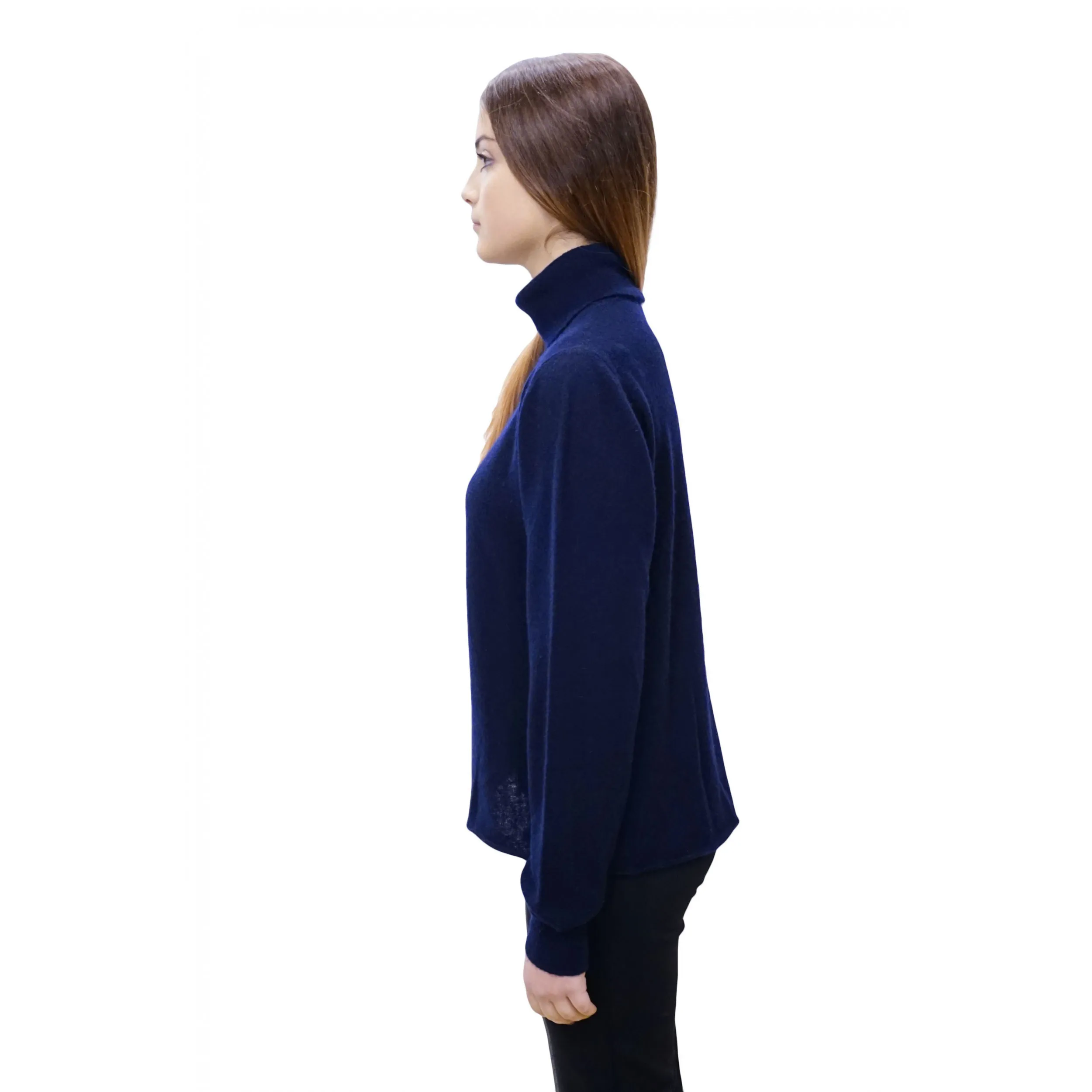 Dolcevita in Cashmere e Seta Blu Notte