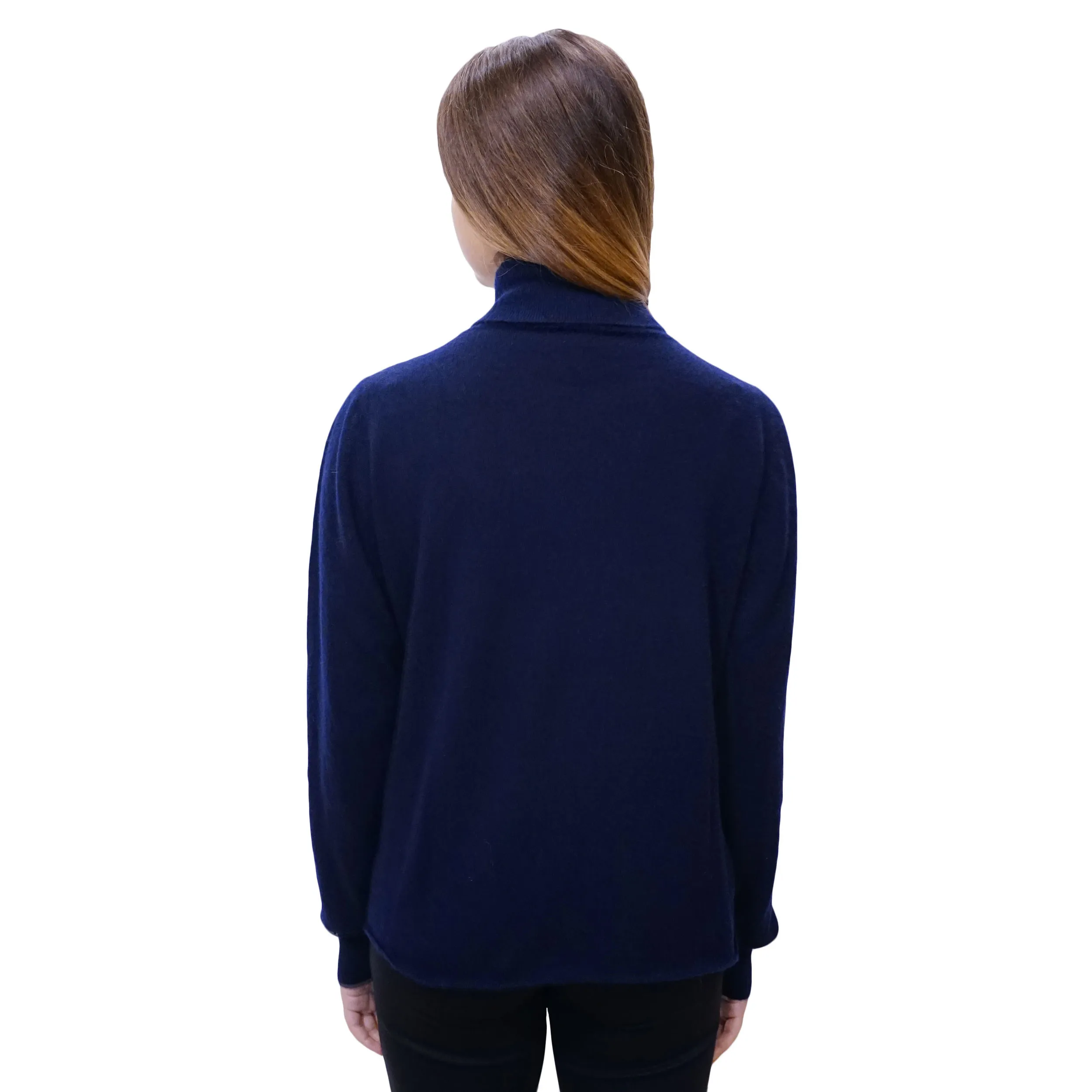 Dolcevita in Cashmere e Seta Blu Notte