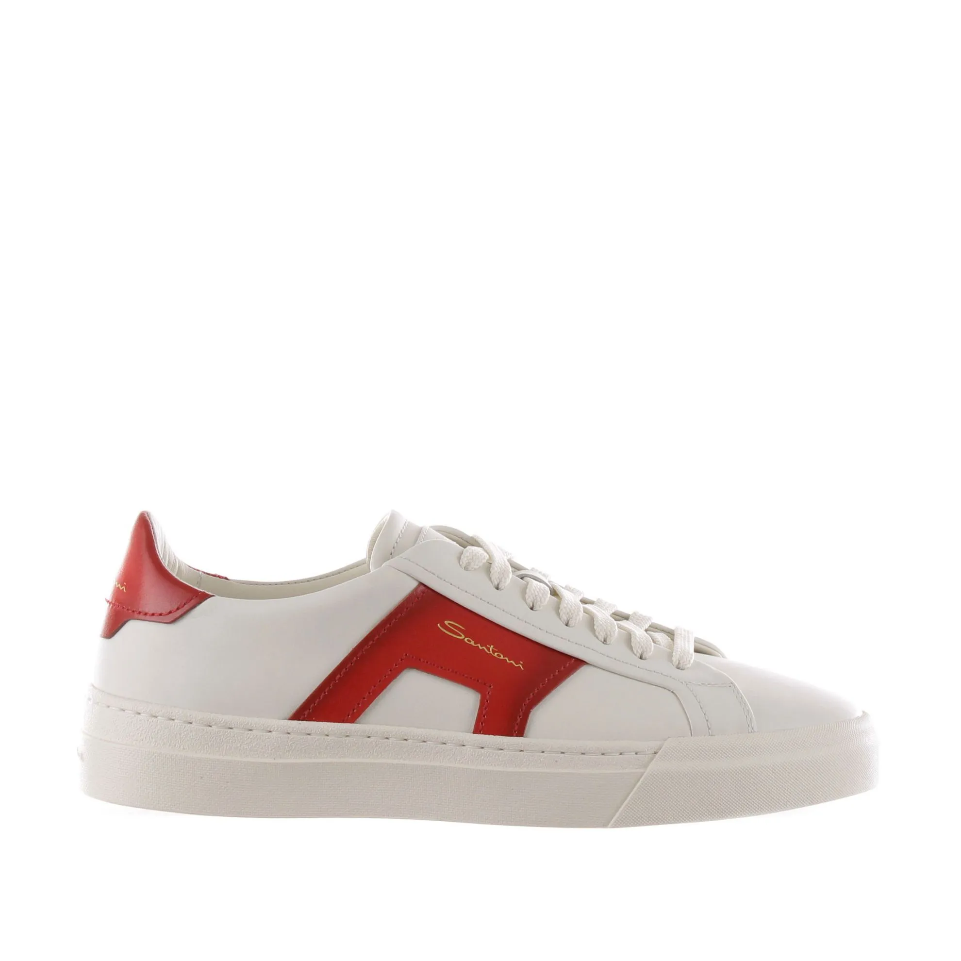 Double buckle sneaker in pelle