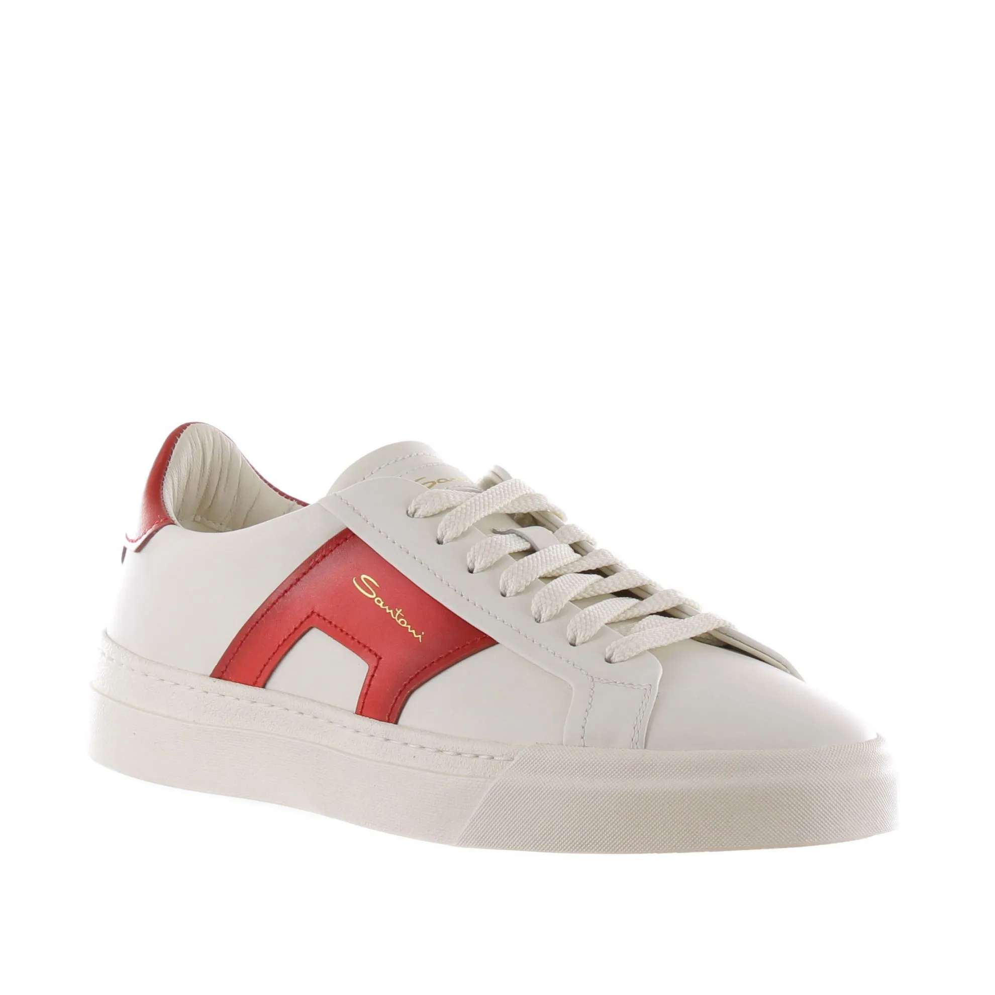 Double buckle sneaker in pelle