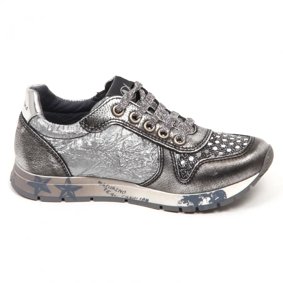E3762 sneaker bimba grigio laminato NATURINO scarpe shoe baby kid girl
