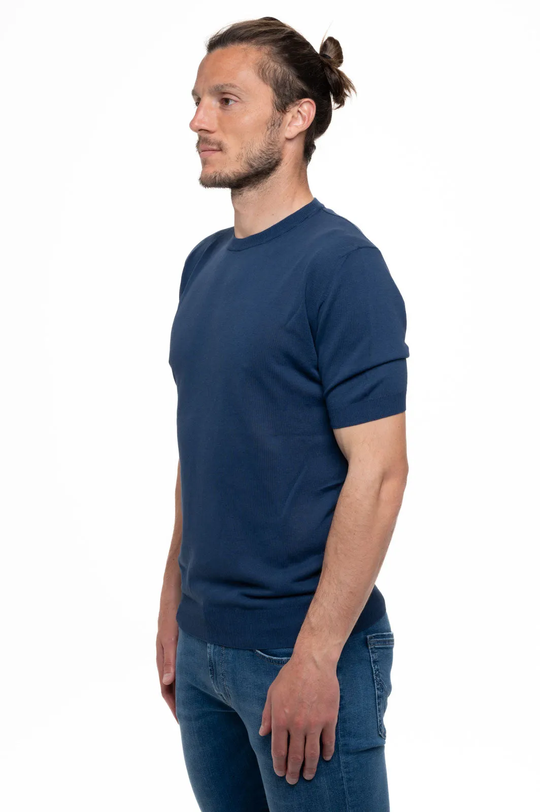  Elia Uomo T-shirt in crepe di cotone blu elia  