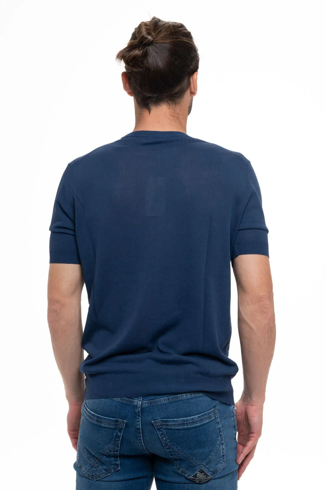  Elia Uomo T-shirt in crepe di cotone blu elia  