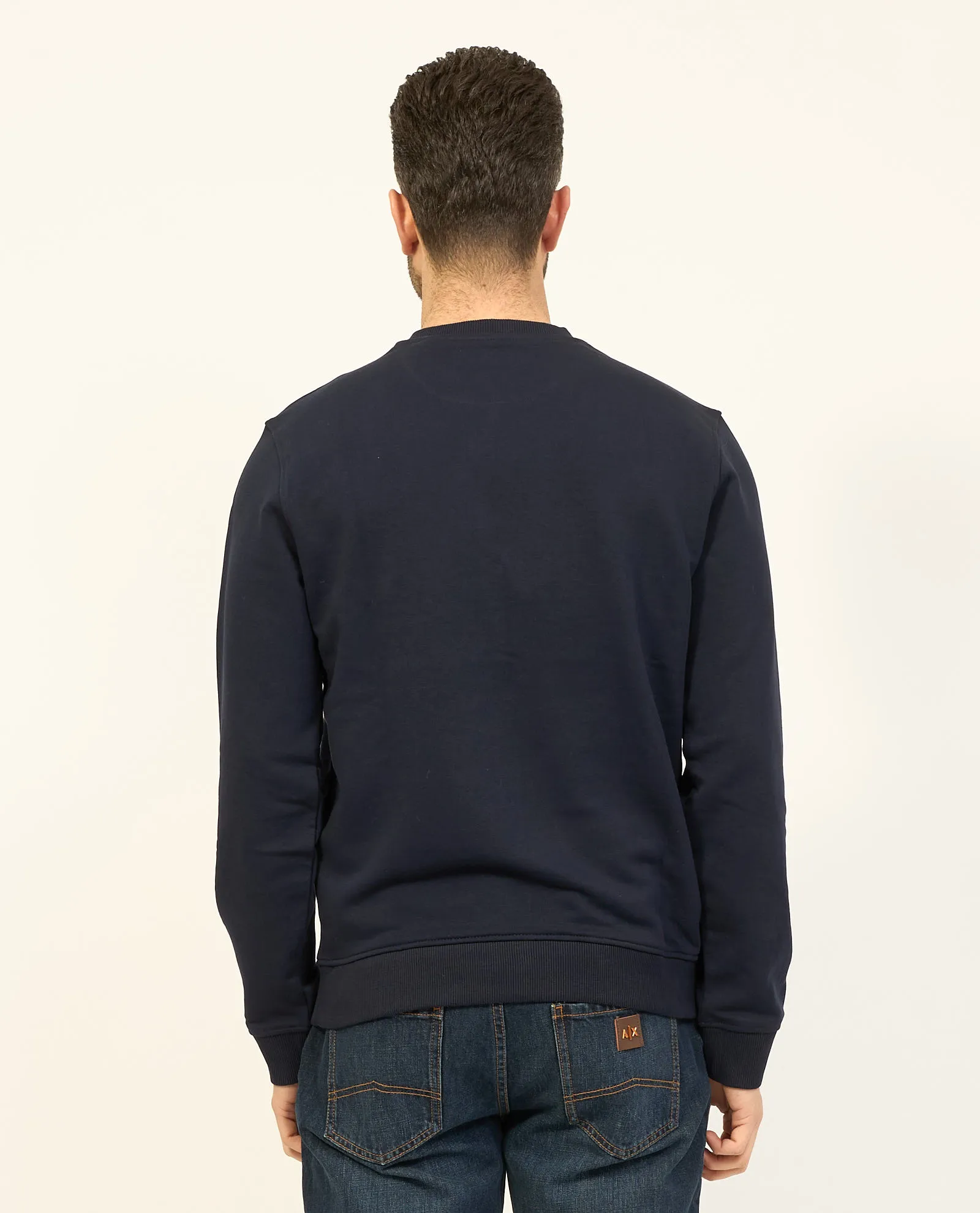 Felpa blu Guess in cotone con girocollo e logo