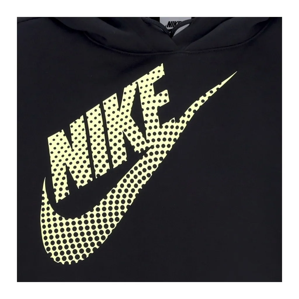 felpa cappuccio corta donna sportswear fleece pullover crop hoodie BLACK
