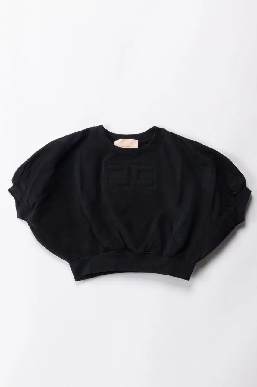 Felpa crop maniche corte e logo Black