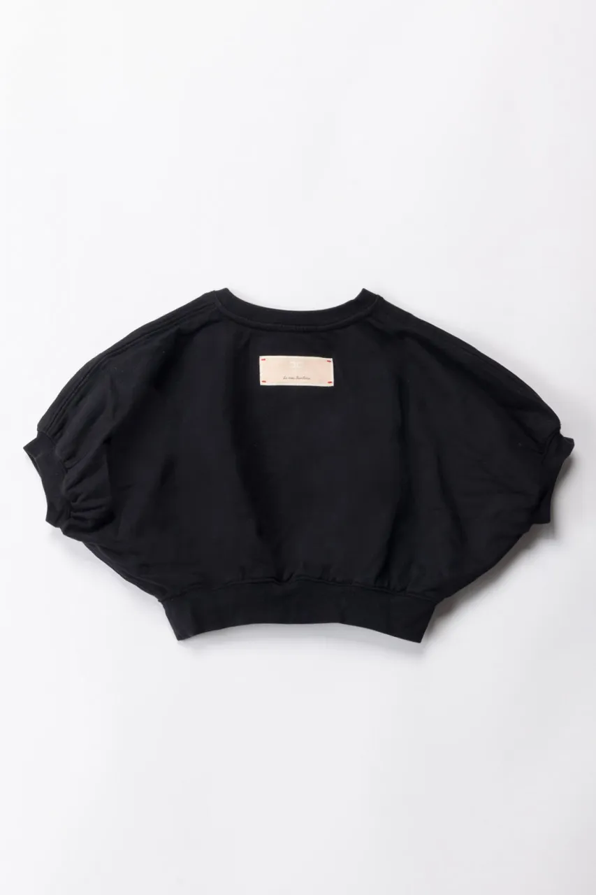 Felpa crop maniche corte e logo Black