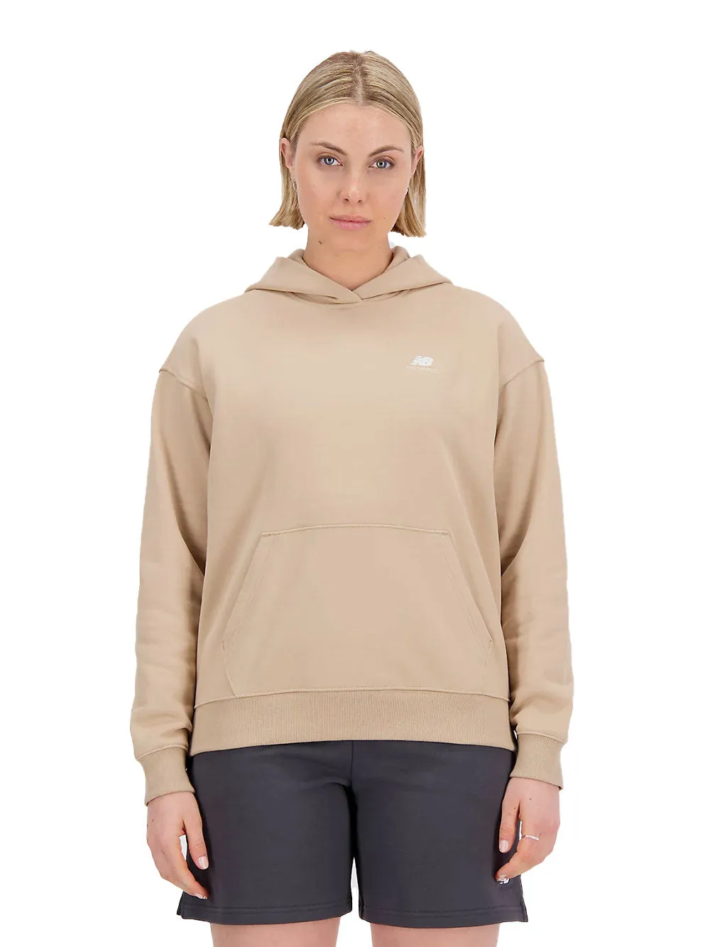 Felpa donna con cappuccio oversize beige