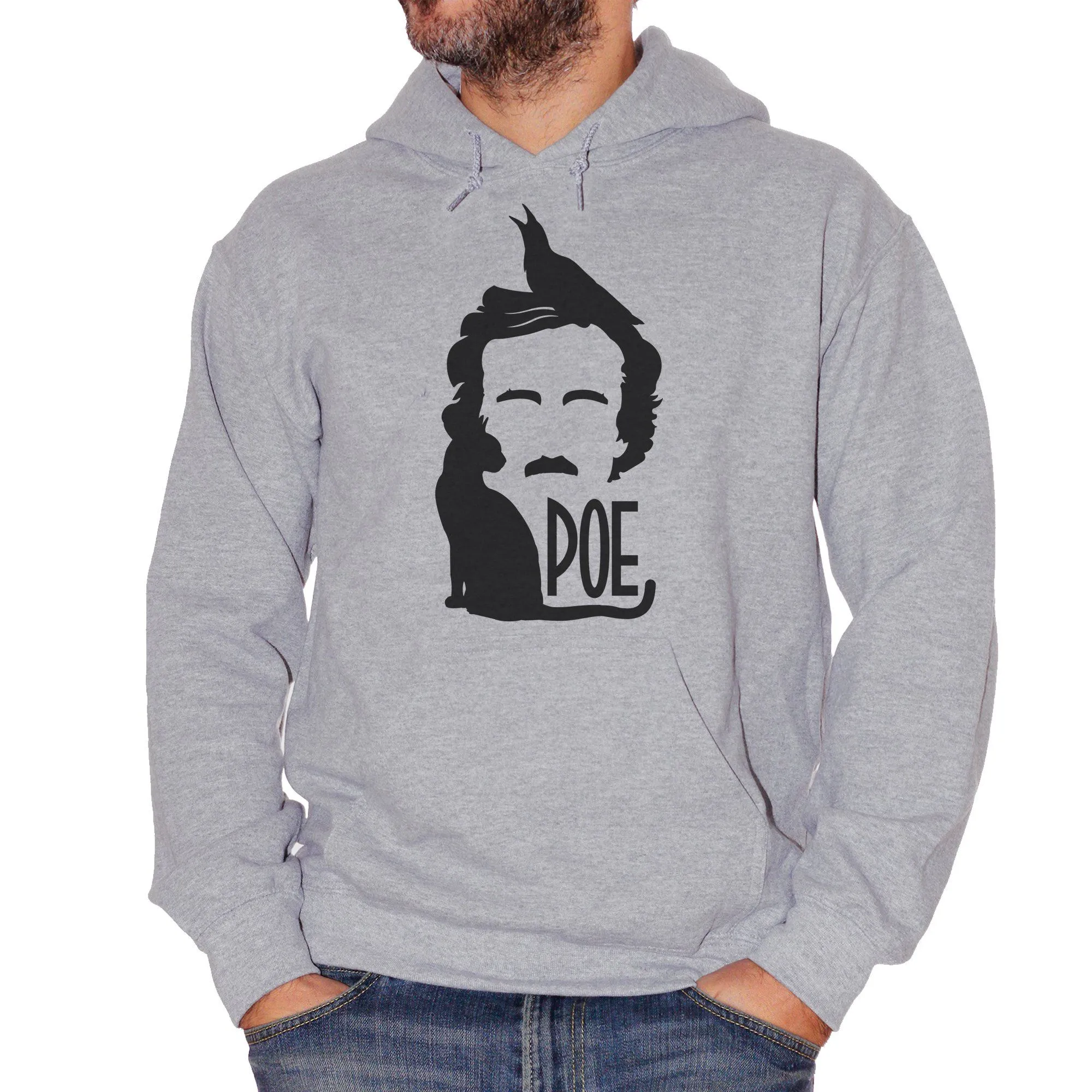 Felpa Edgar Allan Poe Horror Black Cat Crow - FAMOSI
