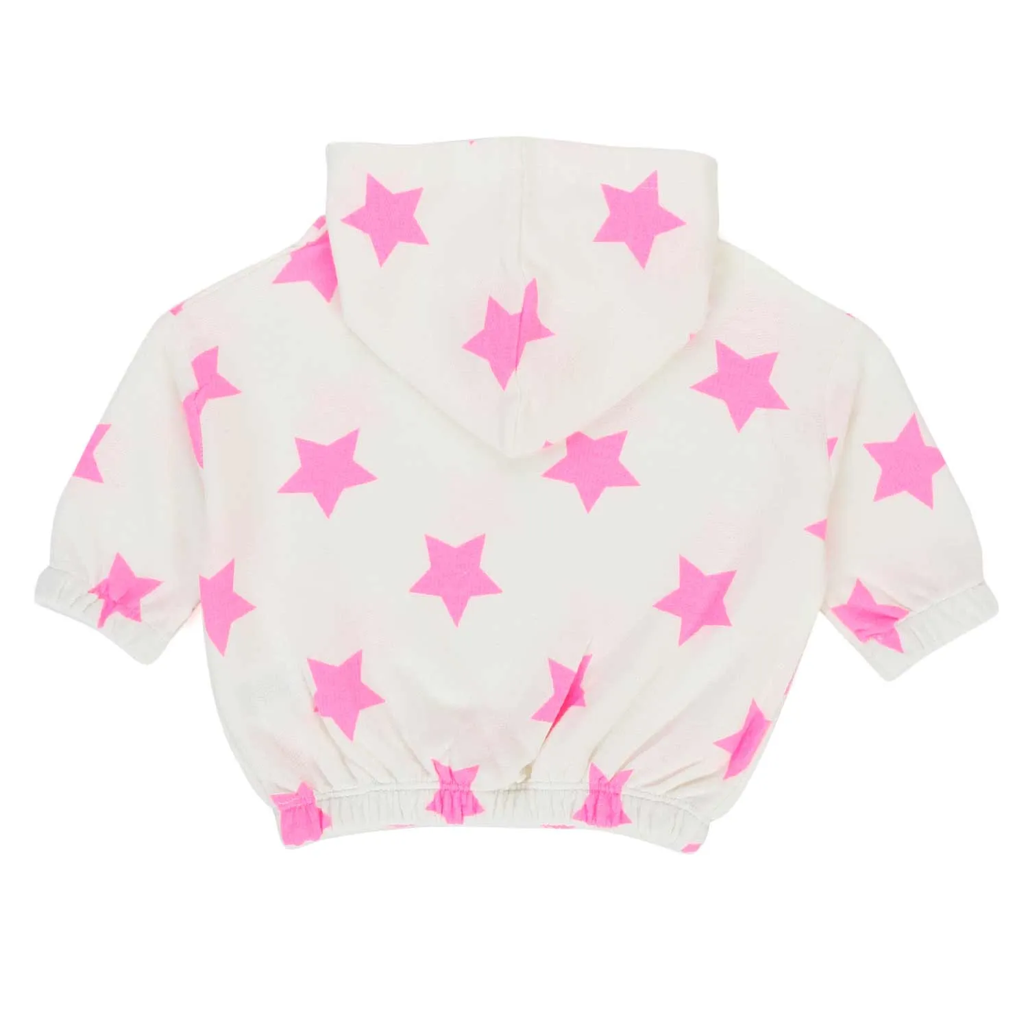 Felpa Hoodie Bianca Con Stelle Fucsia Bambina Baby