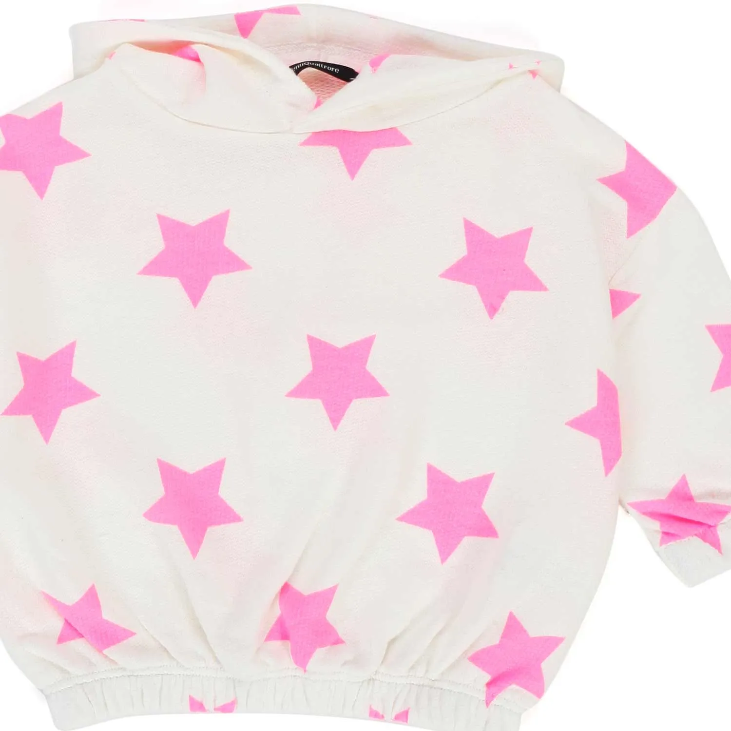 Felpa Hoodie Bianca Con Stelle Fucsia Bambina Baby