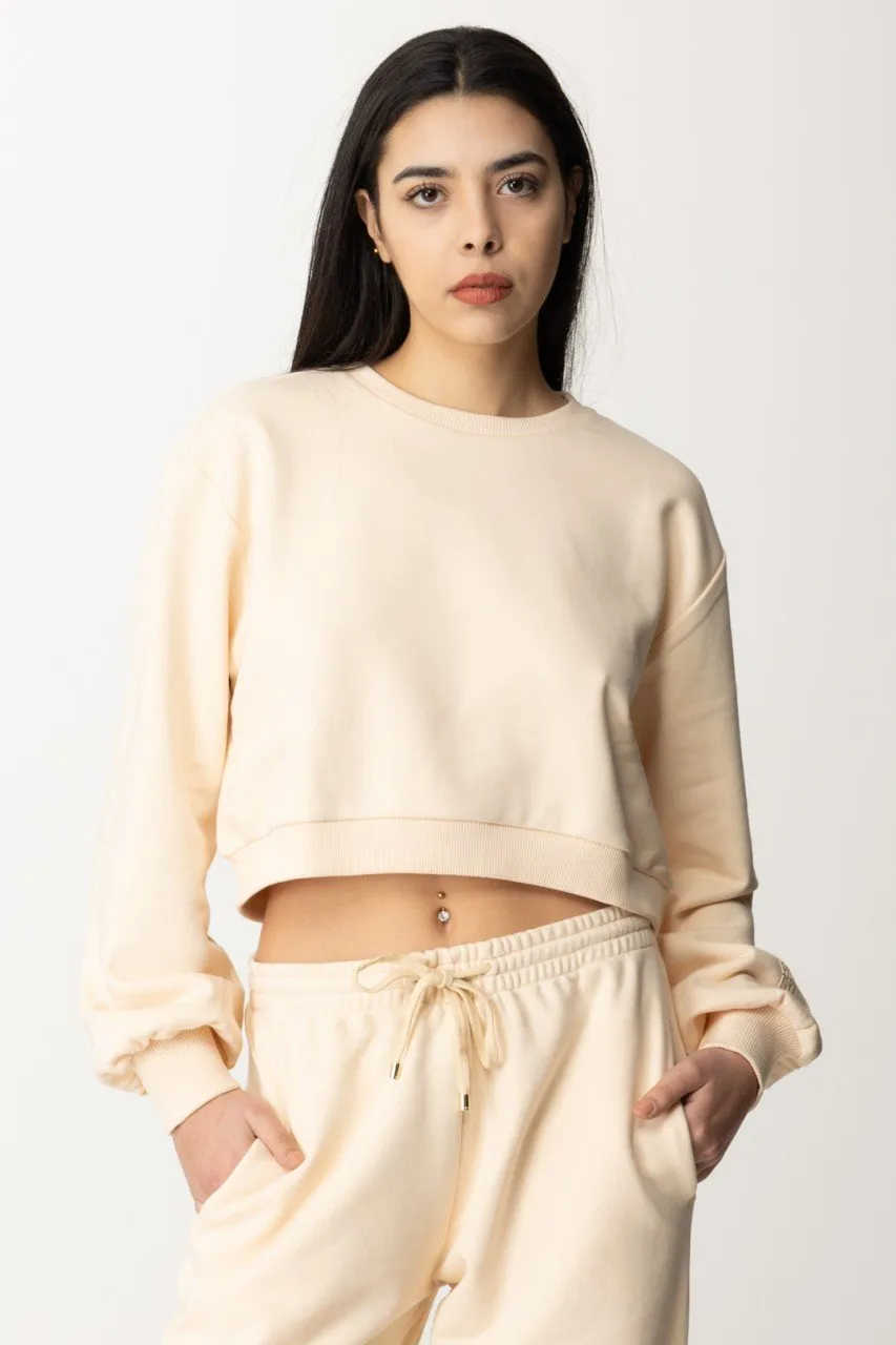 Felpa in cotone crop Ivory Skin