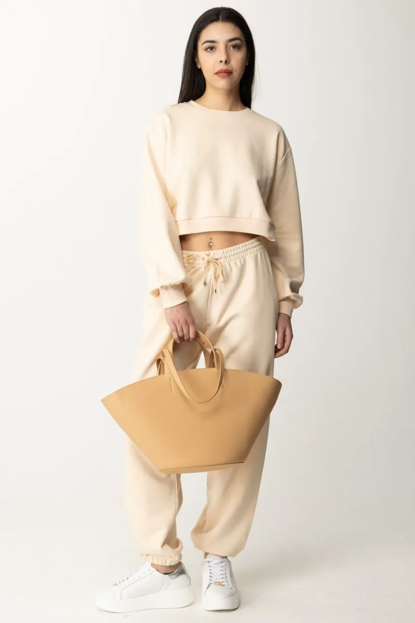 Felpa in cotone crop Ivory Skin
