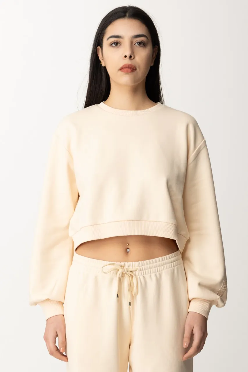 Felpa in cotone crop Ivory Skin