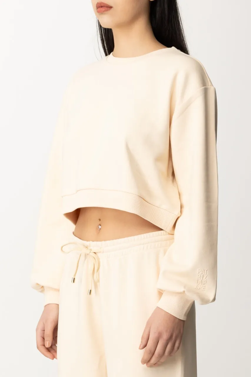 Felpa in cotone crop Ivory Skin