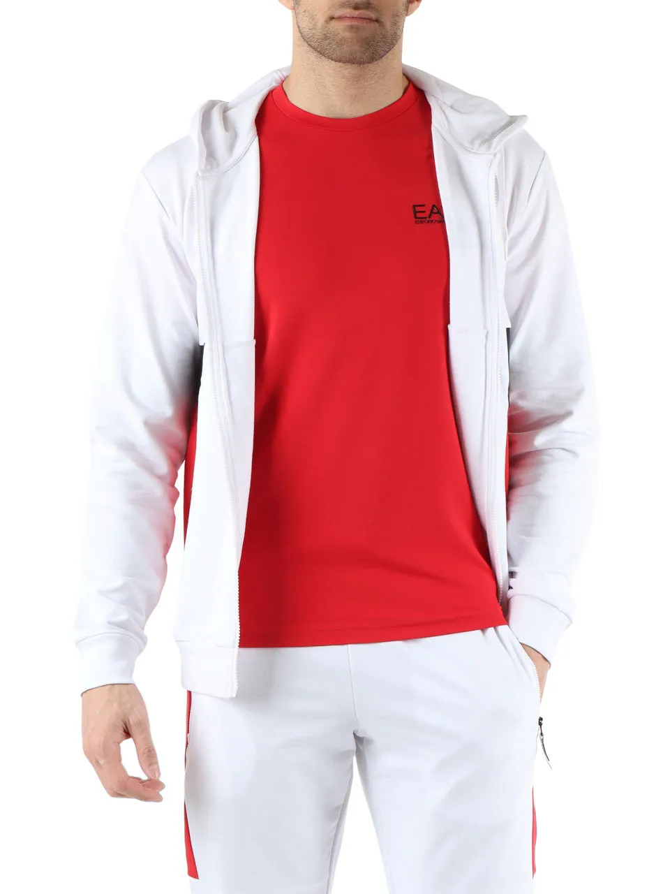Felpa in misto cotone con zip e inserti a contrasto