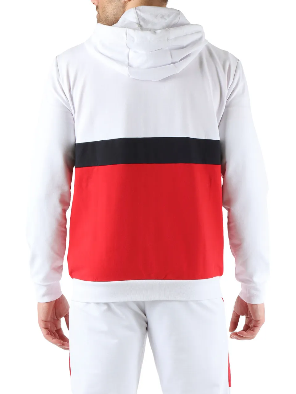 Felpa in misto cotone con zip e inserti a contrasto