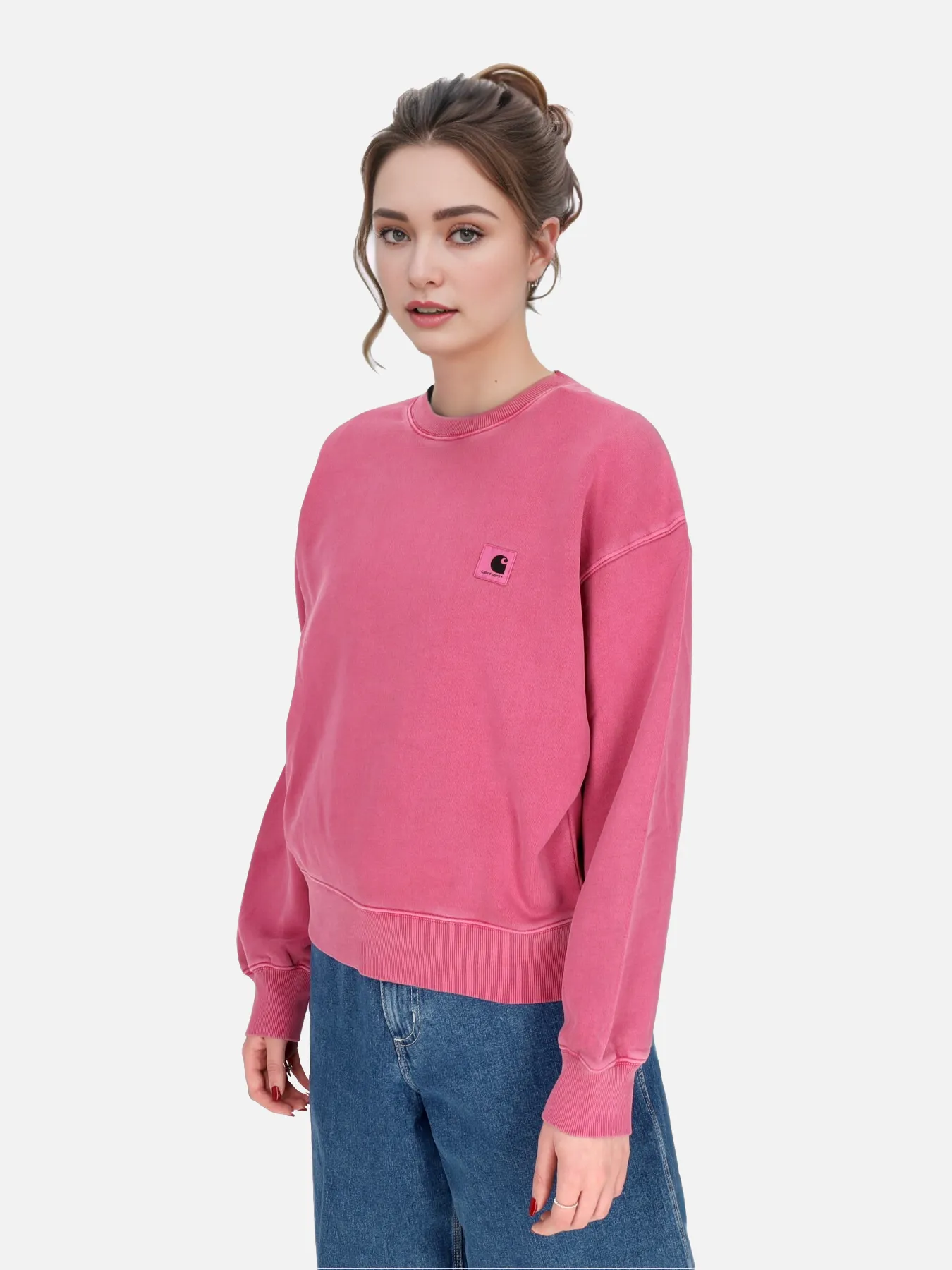 Felpa Leggera Girocollo Donna W Nelson Sweat Magenta Garment Dyed